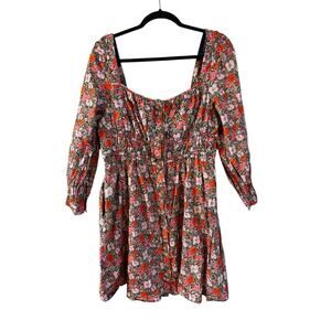 J. Crew Floral Mini Dress in Pink and Orange